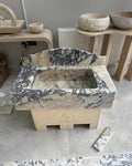 Calacatta Viola Marble Sink with Backsplash, Handmade Luxury Bathroom Vanity Basin