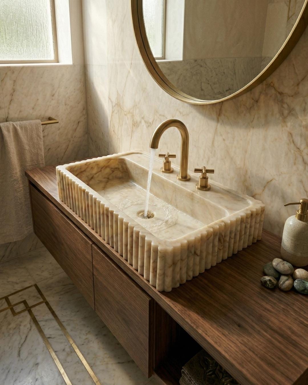 Calacatta Gold Stone Marble Sink Luxury Bathroom Vanity