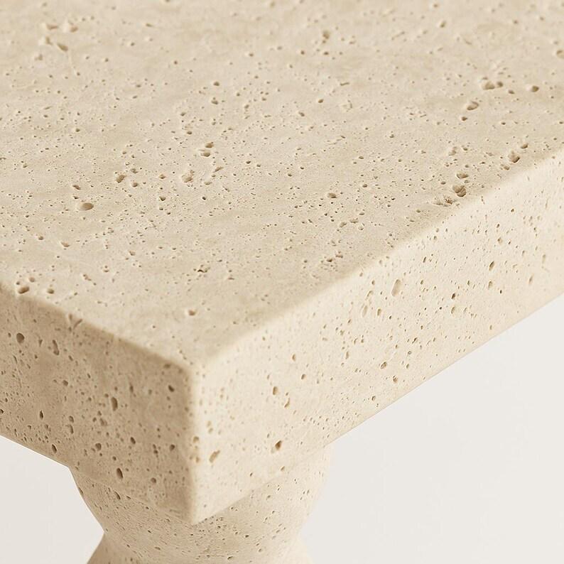 Travertine Entryway Table: Handmade Console Table with Curved Wavy Legs