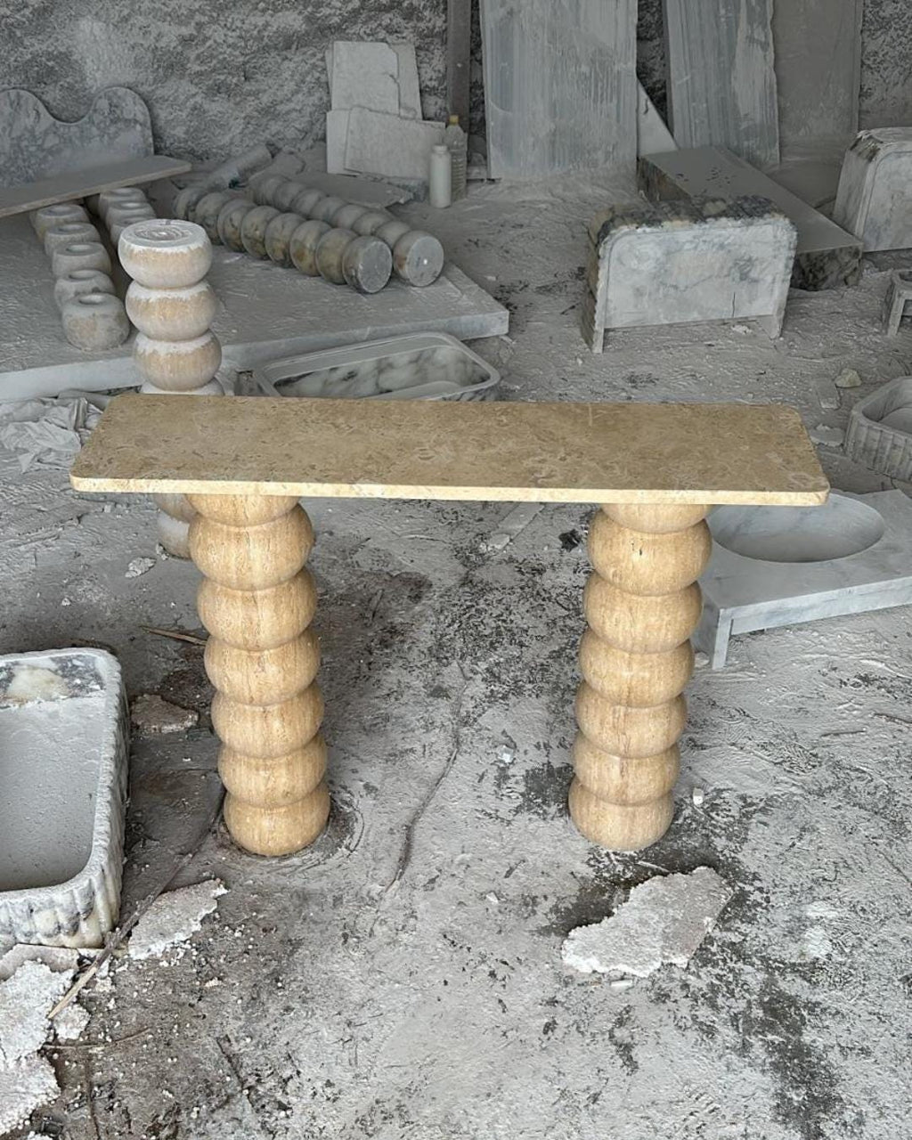 Travertine Marble Table Console Entryway Furniture Handmade Luxury Stone Hallway Table