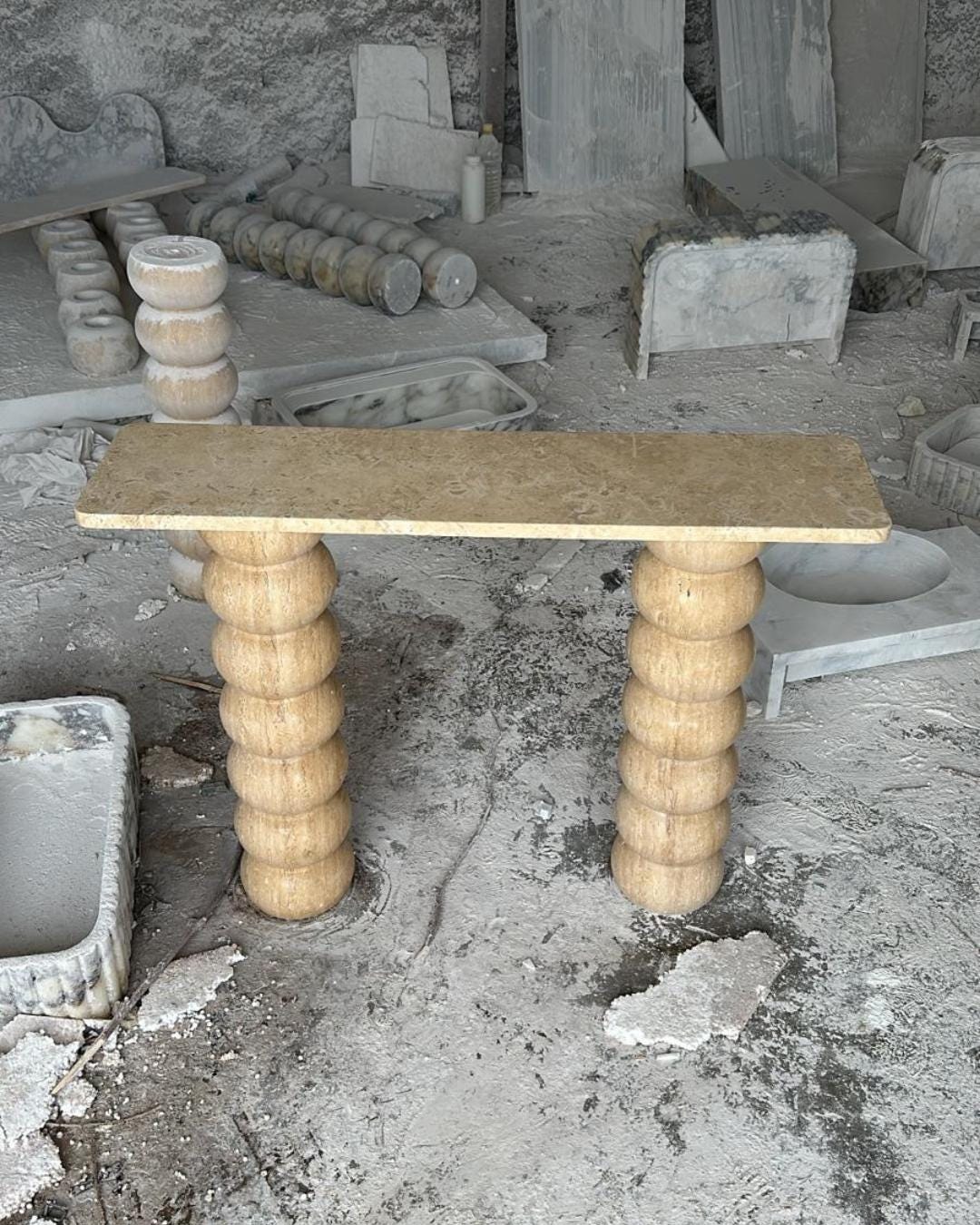 Travertine Marble Table Console Entryway Furniture Handmade Luxury Stone Hallway Table