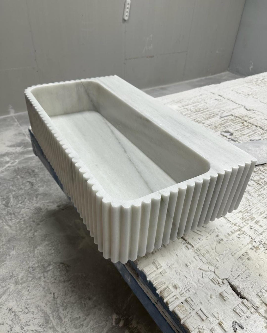 Carrara Marble Fluted Sink, Hand Carved Stone Bathroom Basin, Luxury White Marble Vanity Sink, Custom Wall Mounted or Countertop