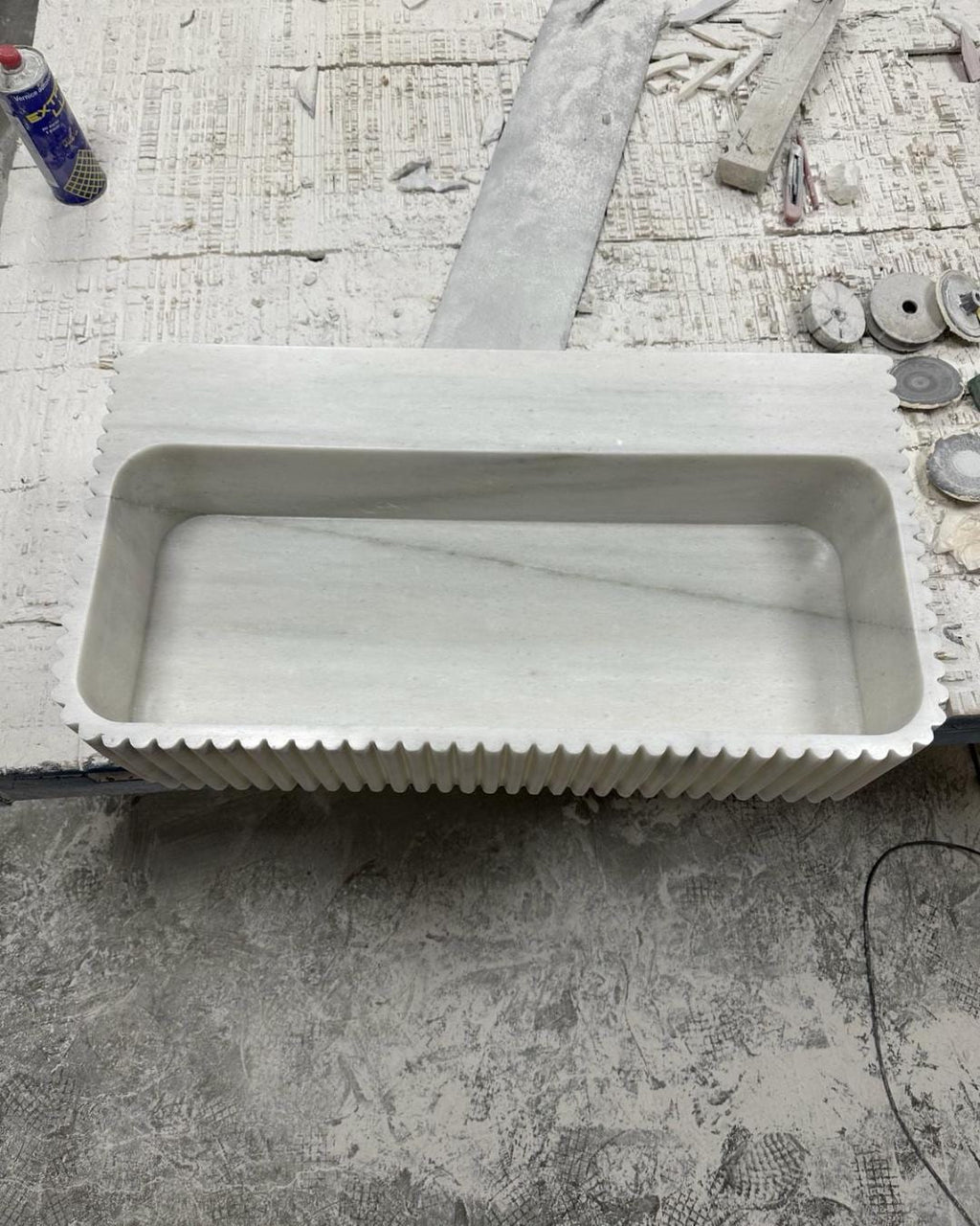 Carrara Marble Fluted Sink, Hand Carved Stone Bathroom Basin, Luxury White Marble Vanity Sink, Custom Wall Mounted or Countertop