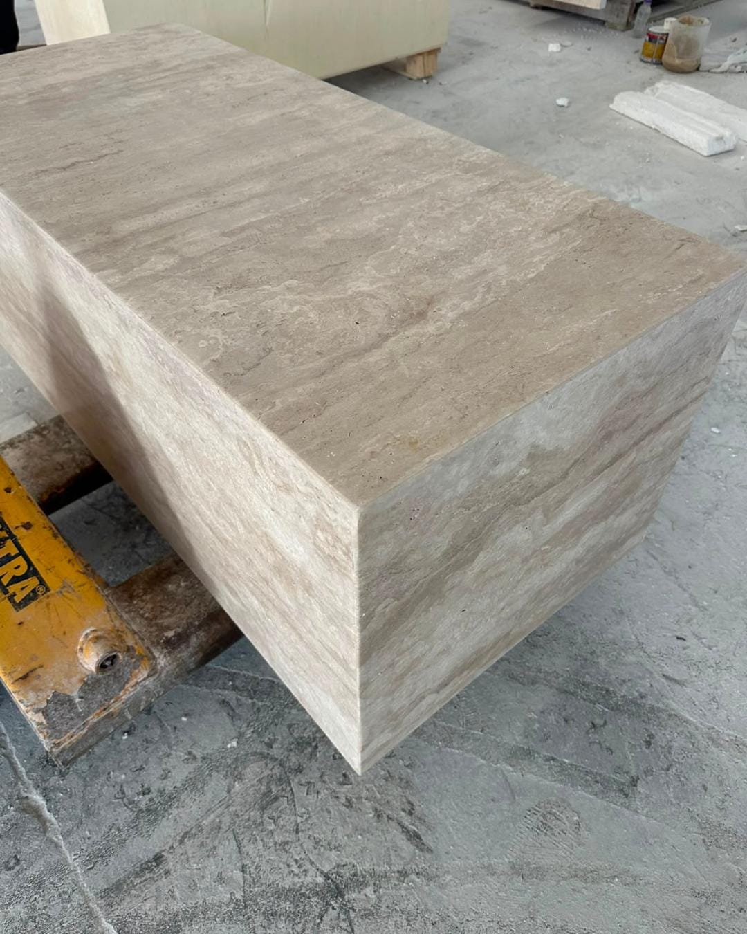 Travertine Block Coffee Table, Luxury Minimalist Plinth, Bespoke Natural Stone Console Table Furniture