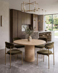 Travertine Dining Table, Round Stone Dining Table, Mid Century Modern Kitchen Table, Natural Marble Dining Table, Luxury Pedestal Table