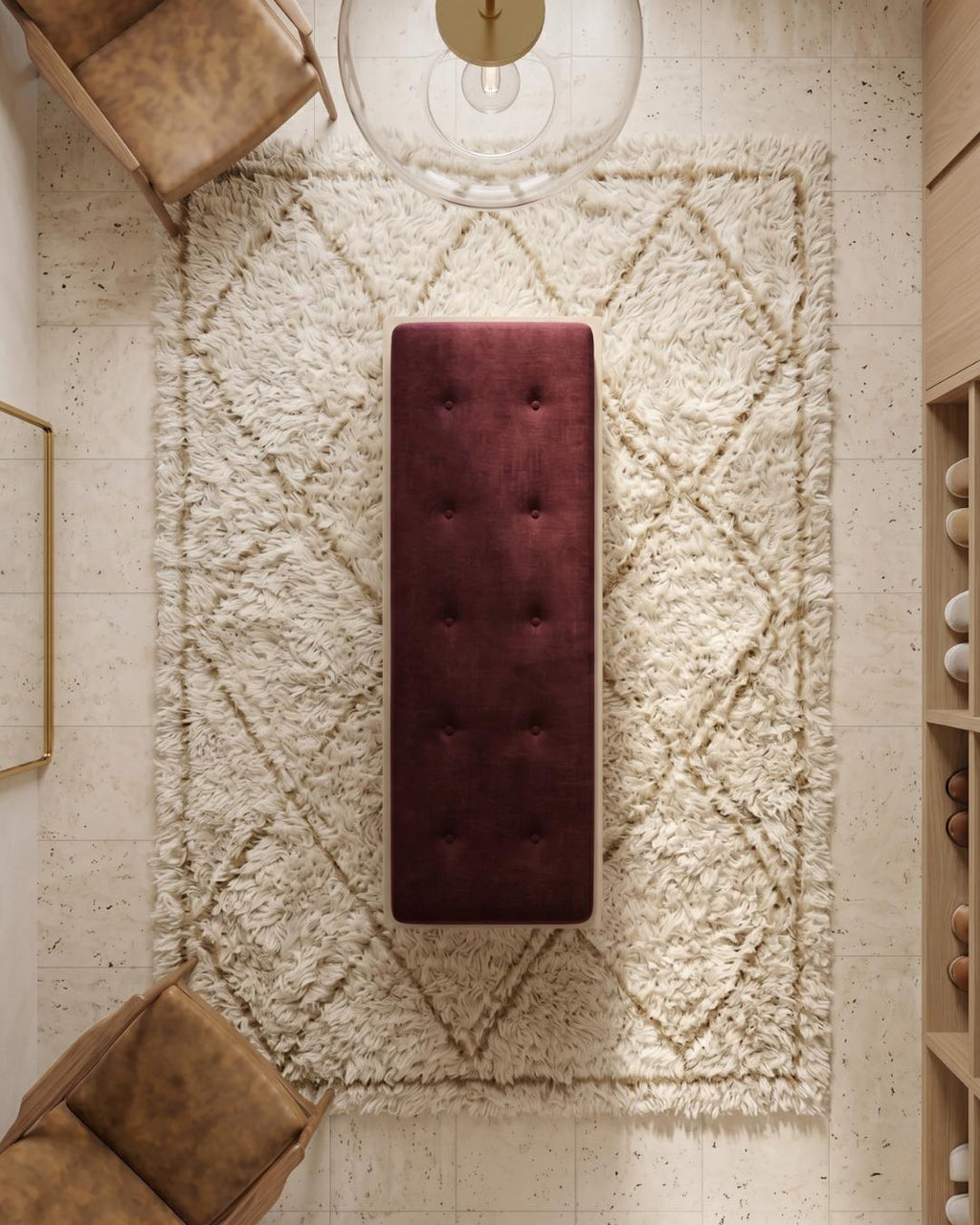 Travertine Upholstered Bench, Natural Stone Entryway Bench, Luxury Bedroom Bench, Custom Ottoman Seat, Handmade Furniture