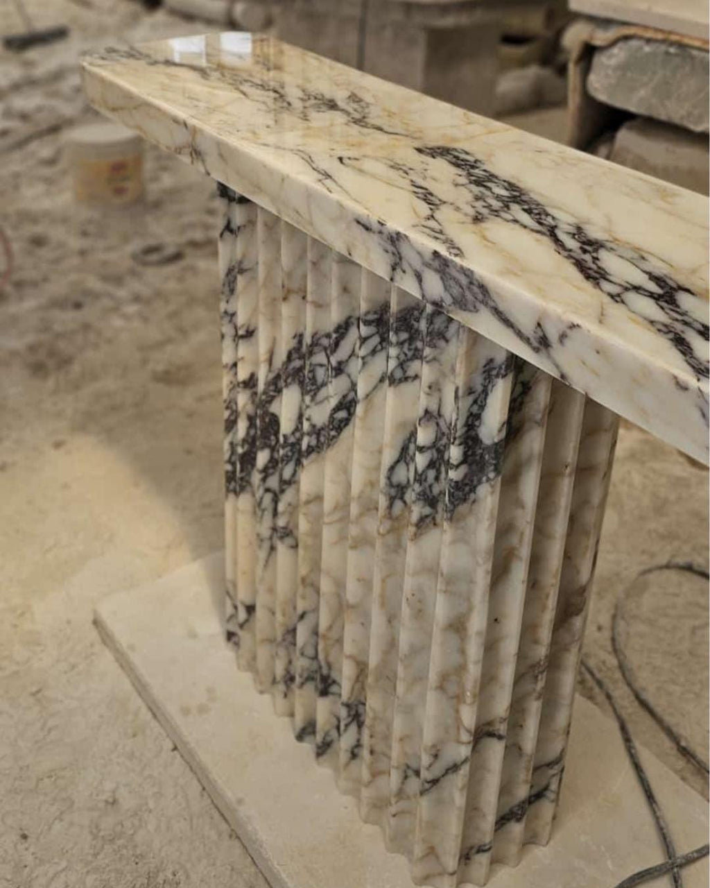 Handmade Calacatta Marble Console Table: Entryway Natural Stone Console | Luxury Modern Hallway Furniture Dresser