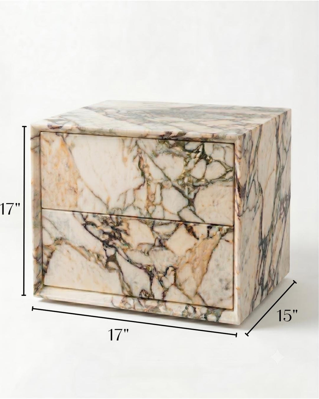 Calacatta Marble Clad Nightstand with Drawer, Bedside Table, Luxury Marble Side, Bedroom Furniture