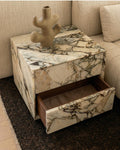 Calacatta Marble Clad Nightstand with Drawer, Bedside Table, Luxury Marble Side, Bedroom Furniture