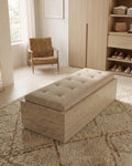 Travertine Upholstered Bench, Natural Stone Entryway Bench, Luxury Bedroom Bench, Custom Ottoman Seat, Handmade Furniture