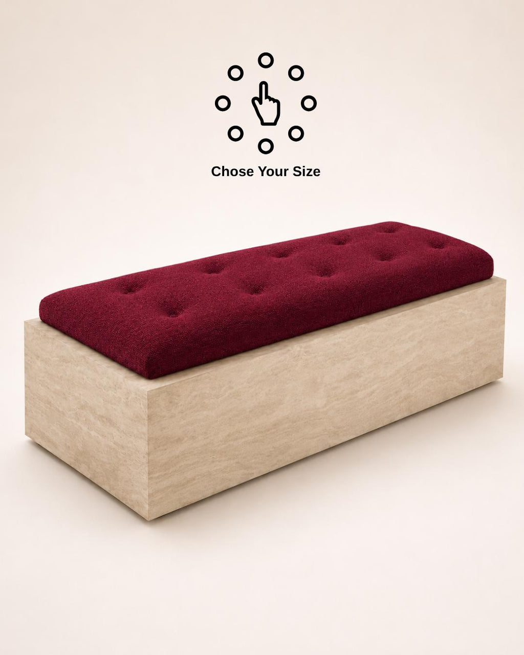 Travertine Upholstered Bench, Natural Stone Entryway Bench, Luxury Bedroom Bench, Custom Ottoman Seat, Handmade Furniture