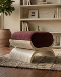 Travertine Upholstered Bench, Natural Stone Ottoman Seat, Handmade Luxury Furniture