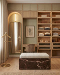 Rosso Levanto Marble Bench with Cushion, Red Marble Ottoman, Luxury Upholstered Bedroom Bench, Custom Stone Furniture