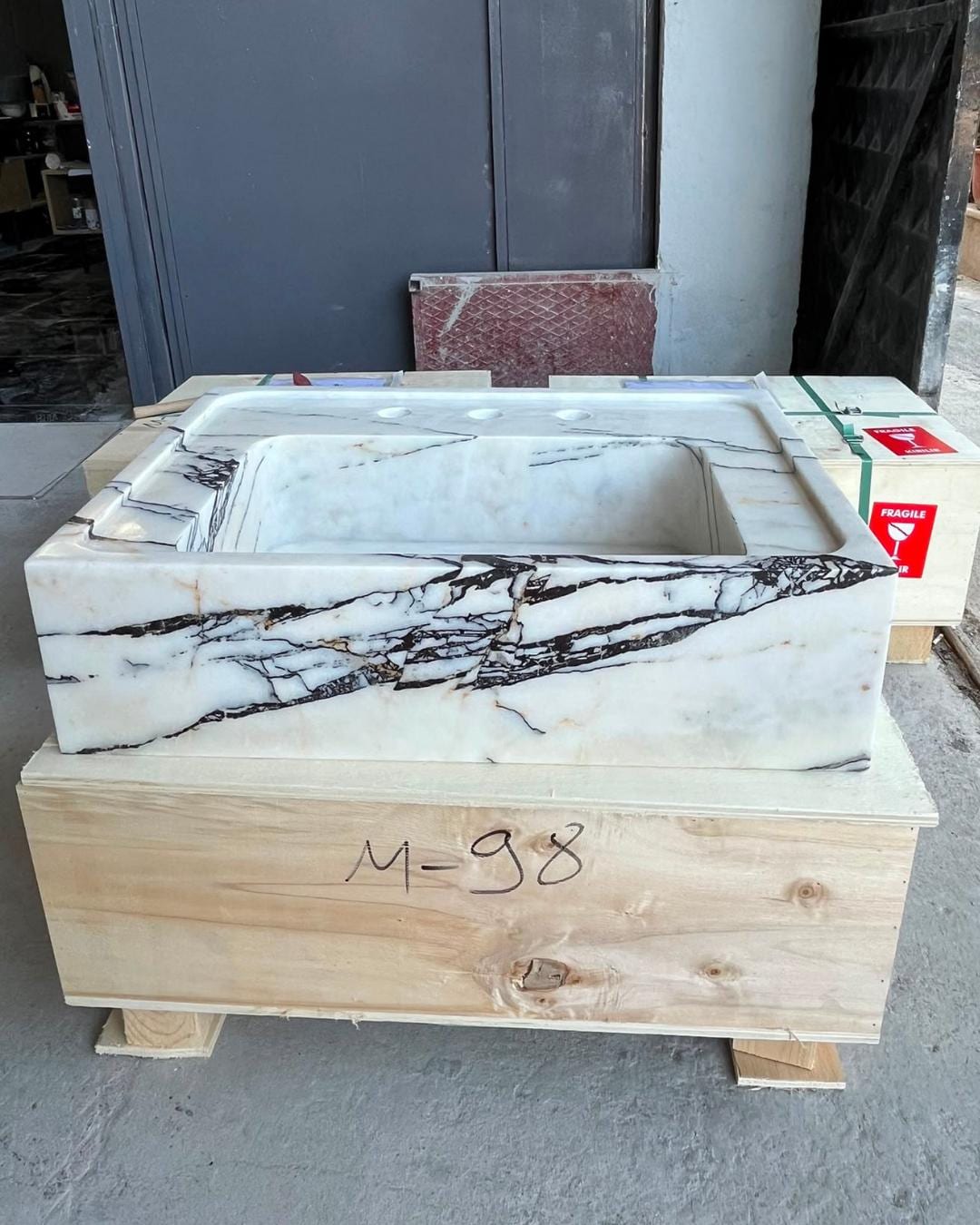 Handmade Lilac Marble Sink, Natural Stone Vessel Basin, Handmade Bathroom Sink