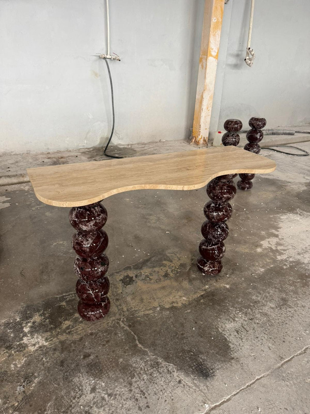 Handmade Rosso Levanto Travertine Marble Console Table, Modern Entryway Table Luxury Home Furniture Dresser