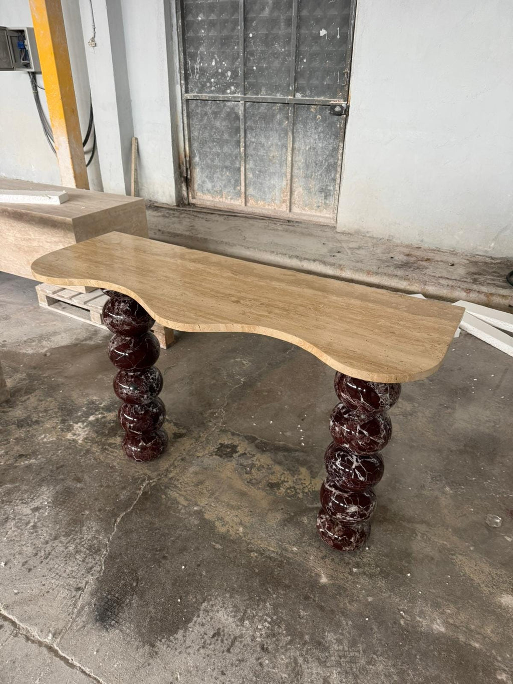 Handmade Rosso Levanto Travertine Marble Console Table, Modern Entryway Table Luxury Home Furniture Dresser