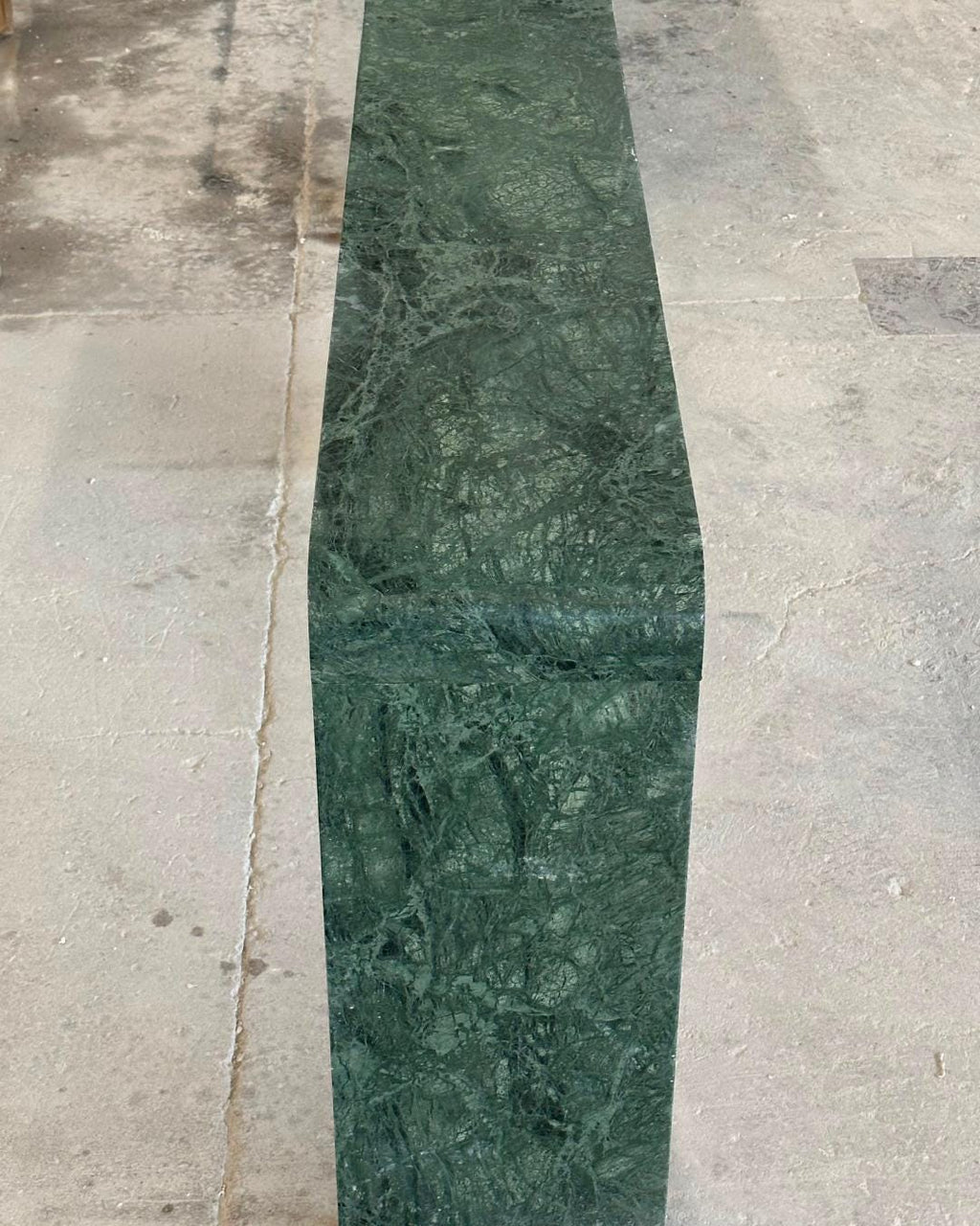Green Marble Console Table, Handmade Natural Stone Entryway Table, Modern Waterfall Hallway Table, Luxury Narrow Sofa Table