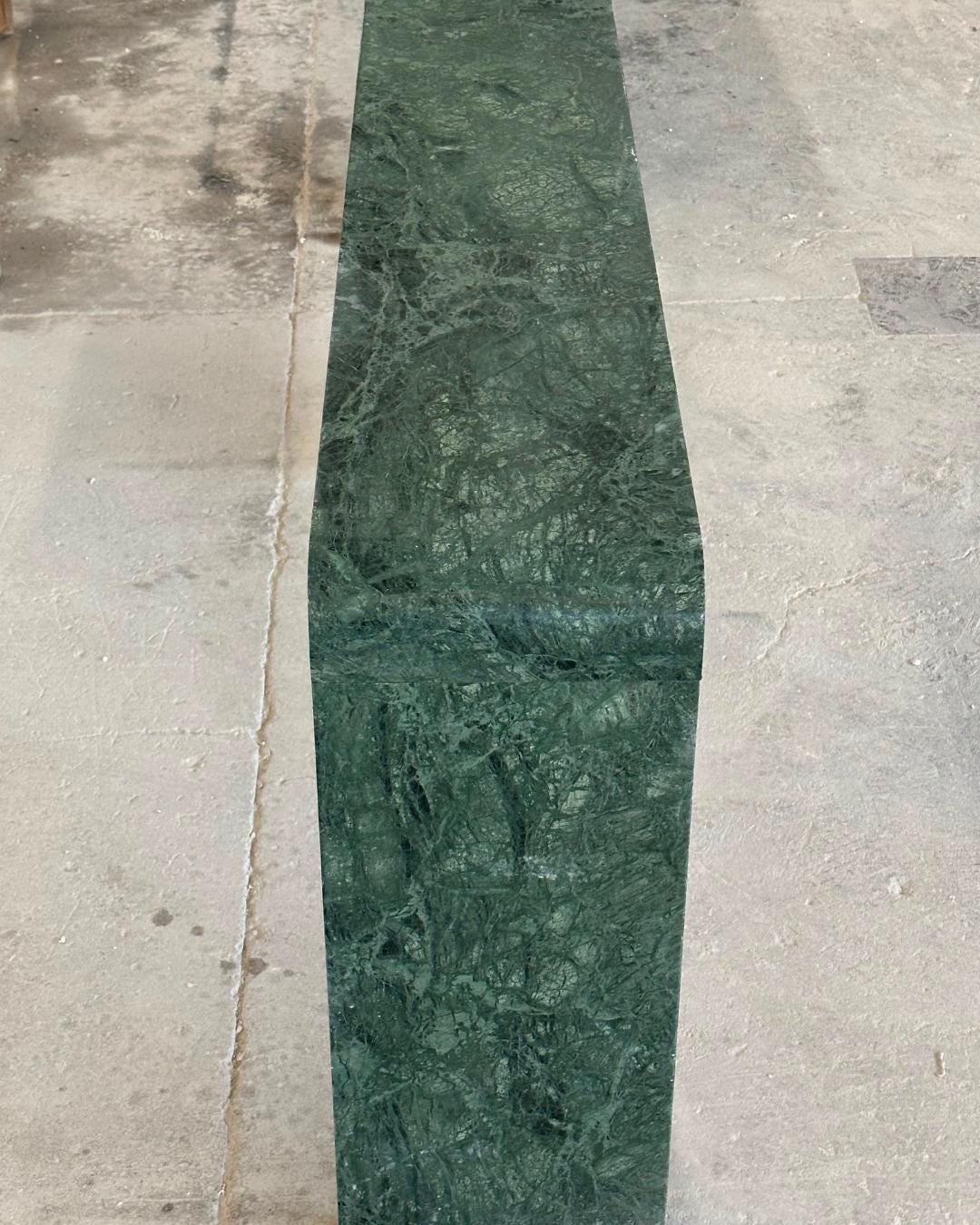 Green Marble Console Table, Handmade Natural Stone Entryway Table, Modern Waterfall Hallway Table, Luxury Narrow Sofa Table