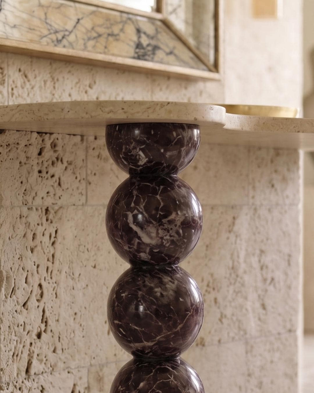 Handmade Rosso Levanto Travertine Marble Console Table, Modern Entryway Table Luxury Home Furniture Dresser