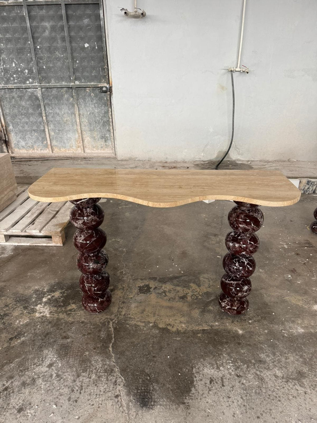 Handmade Rosso Levanto Travertine Marble Console Table, Modern Entryway Table Luxury Home Furniture Dresser