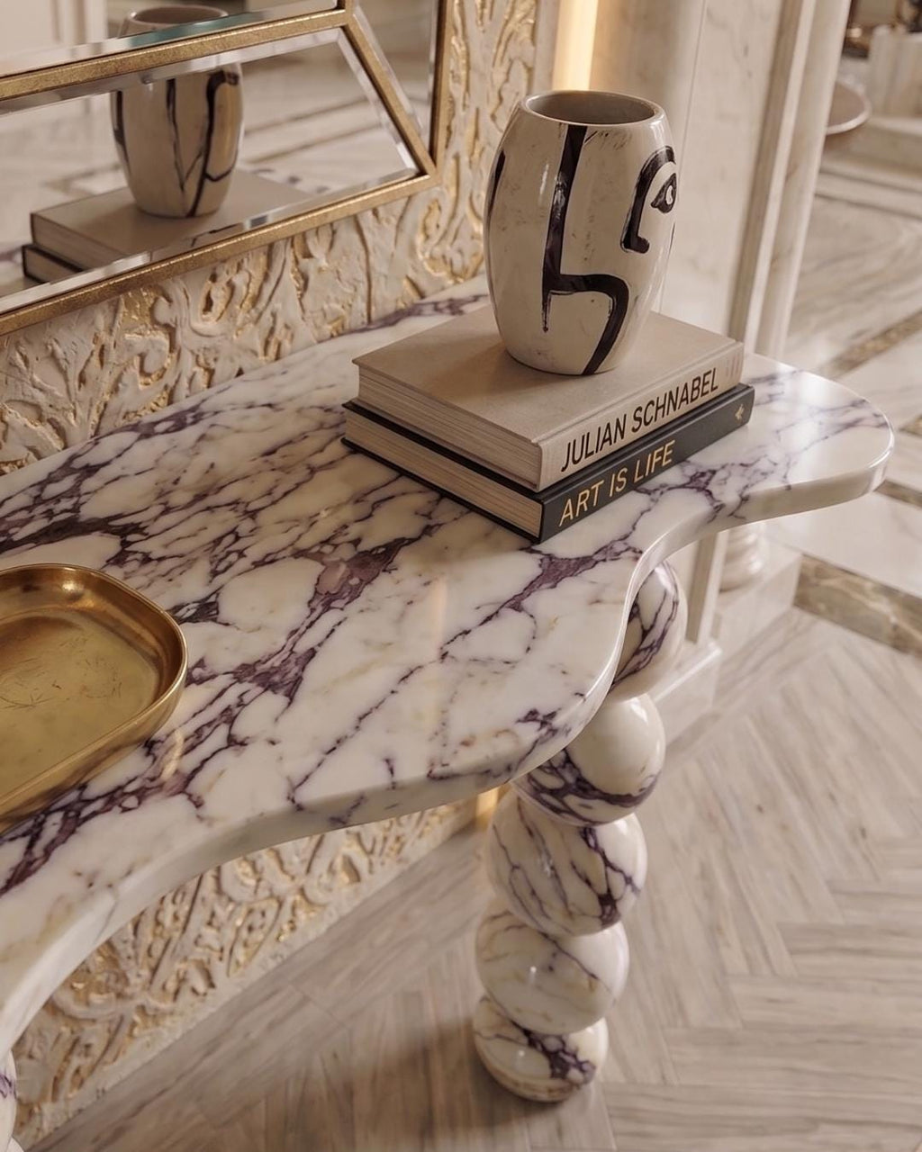 Calacatta Viola Marble Stone Console Table Dresser Entryway Furniture