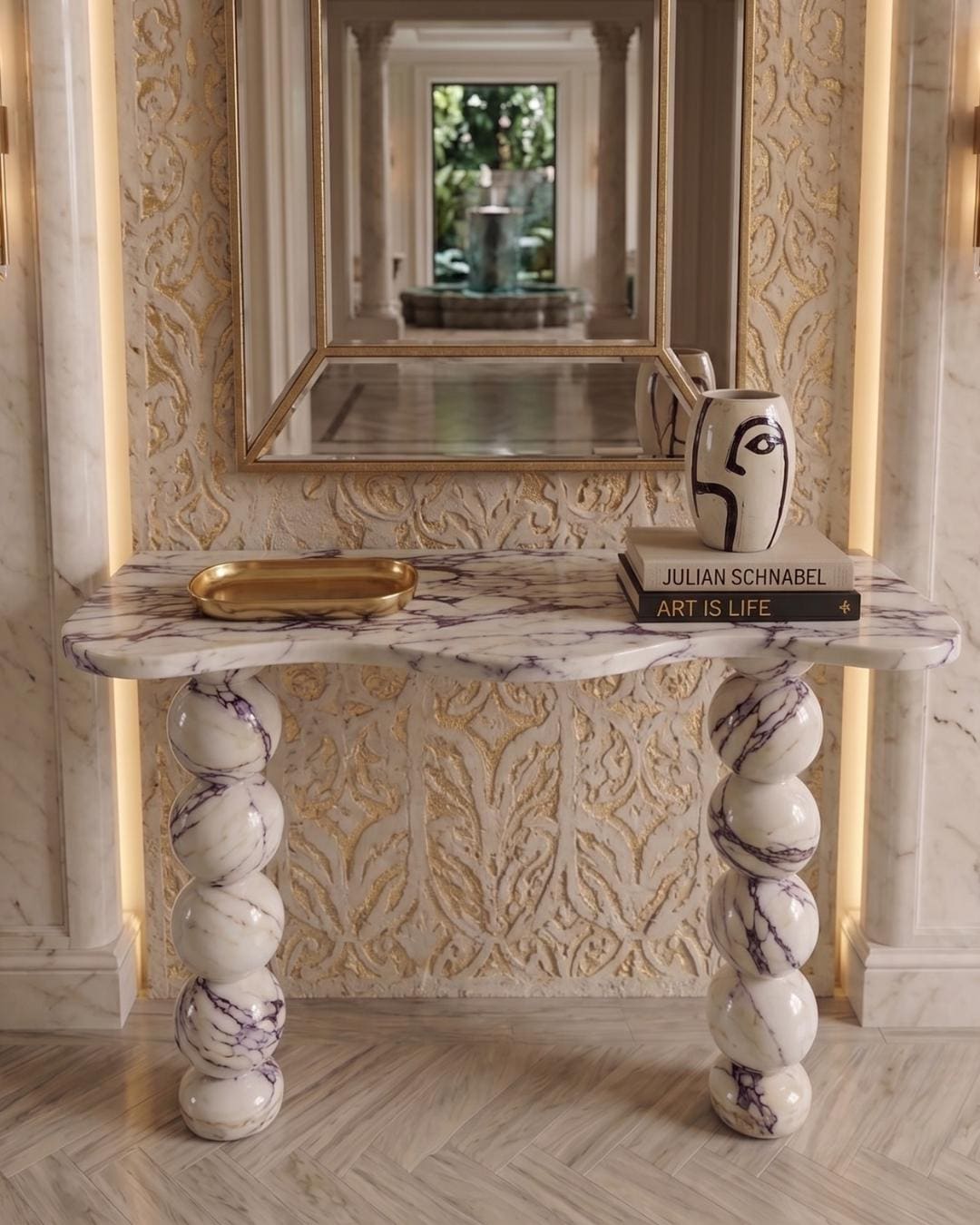 Calacatta Viola Marble Stone Console Table Dresser Entryway Furniture