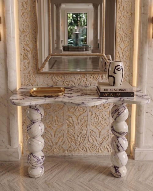 Calacatta Viola Marble Stone Console Table Dresser Entryway Furniture
