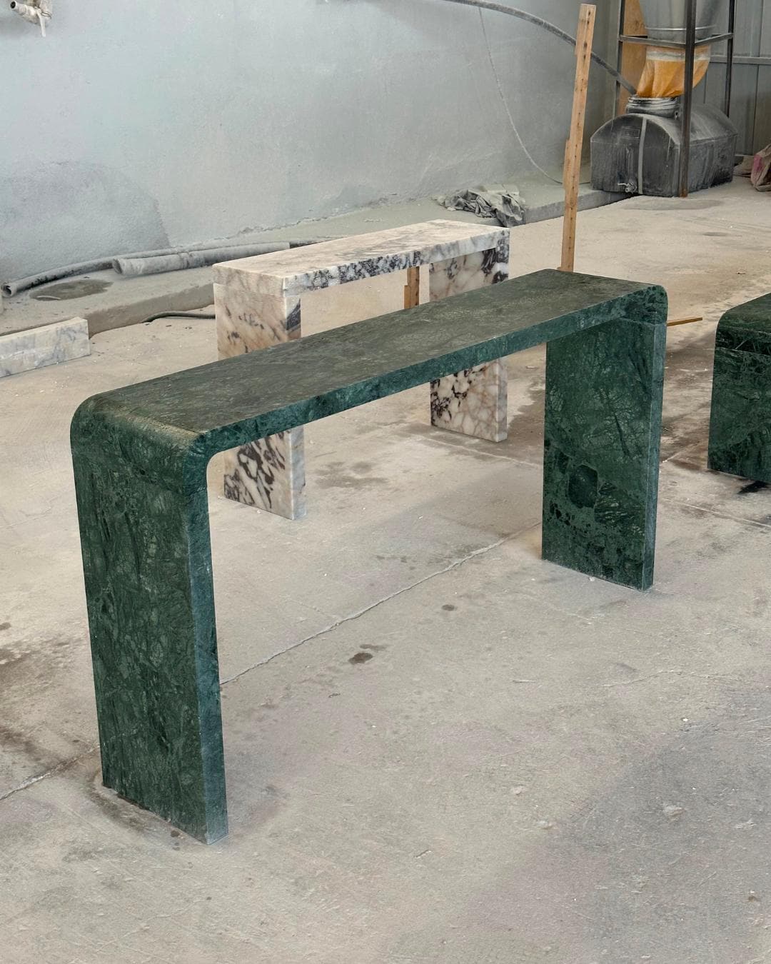 Green Marble Console Table, Handmade Natural Stone Entryway Table, Modern Waterfall Hallway Table, Luxury Narrow Sofa Table