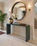 Green Marble Console Table, Handmade Natural Stone Entryway Table, Modern Waterfall Hallway Table, Luxury Narrow Sofa Table