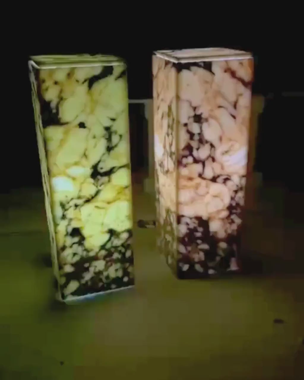 Handmade Marble Floor Lamp: Illuminated Stone Column, Modern Ambient Light