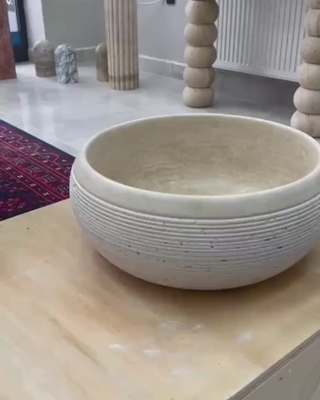 Travertine Marble Stone Round Sink: Luxury Bathroom Vanity