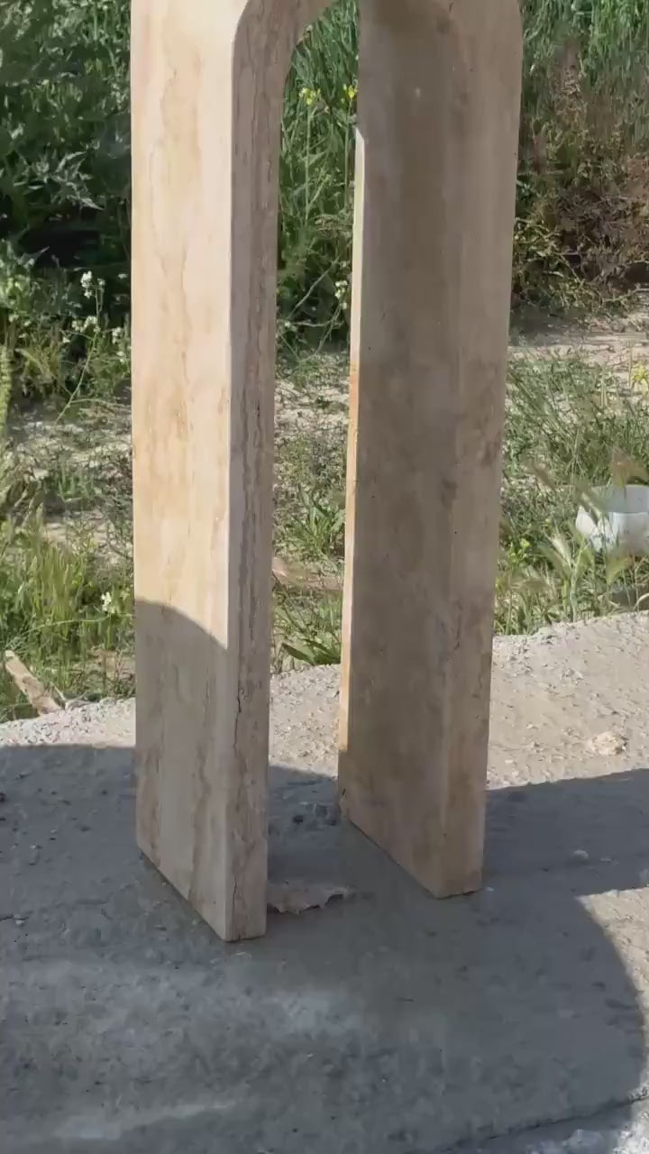 Travertine Marble Console Table: Natural Stone, Modern Minimalist Accent Table