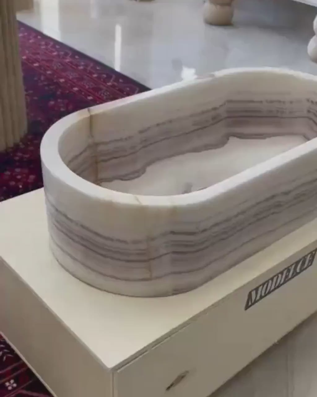 Natural Onyx Marble Vessel Sink, Hand Carved Washbasin, Luxury Bathroom Vanity Stone Sink