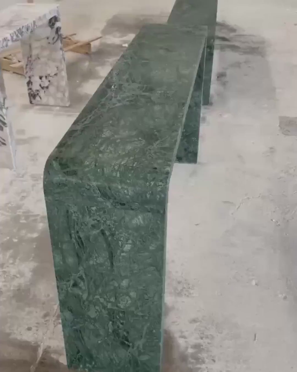 Green Marble Console Table, Handmade Natural Stone Entryway Table, Modern Waterfall Hallway Table, Luxury Narrow Sofa Table