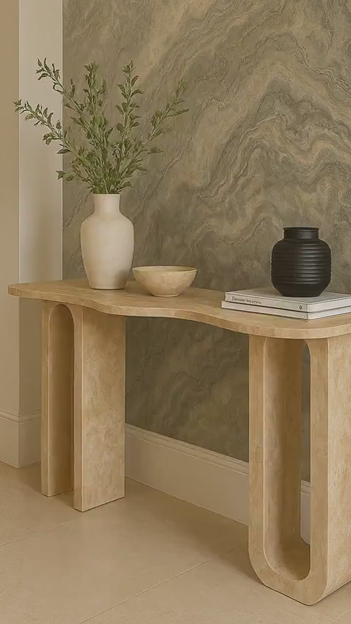 Custom Handmade Travertine Console Table: Design Your Own Stone Furniture