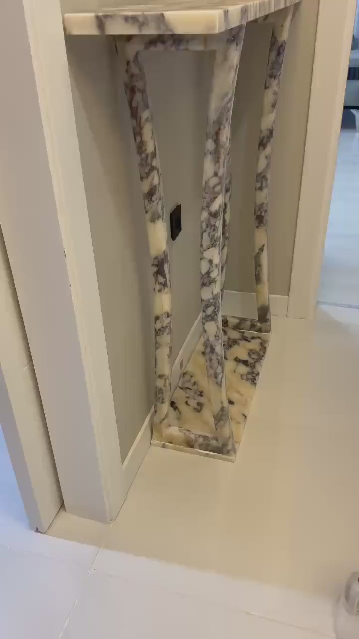 Handmade Calacatta Viola Marble Console Table: Modern Entryway Table