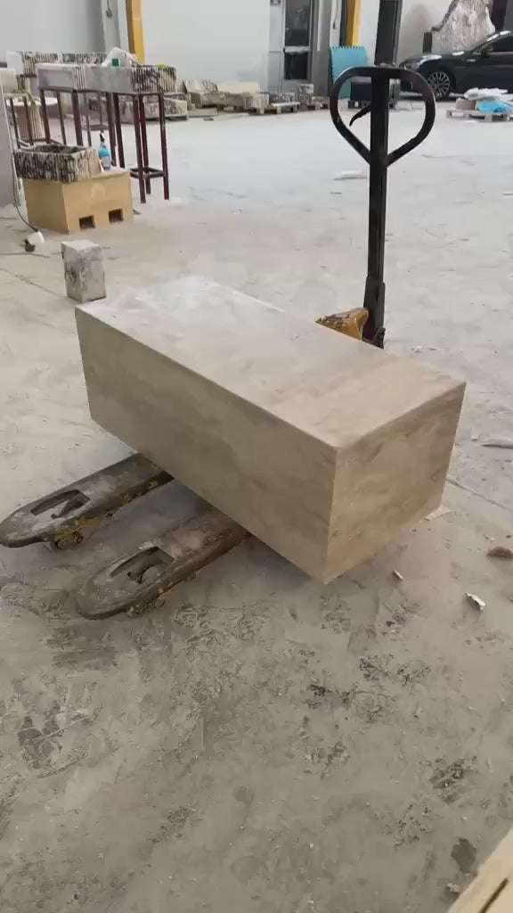 Travertine Upholstered Bench, Natural Stone Entryway Bench, Luxury Bedroom Bench, Custom Ottoman Seat, Handmade Furniture