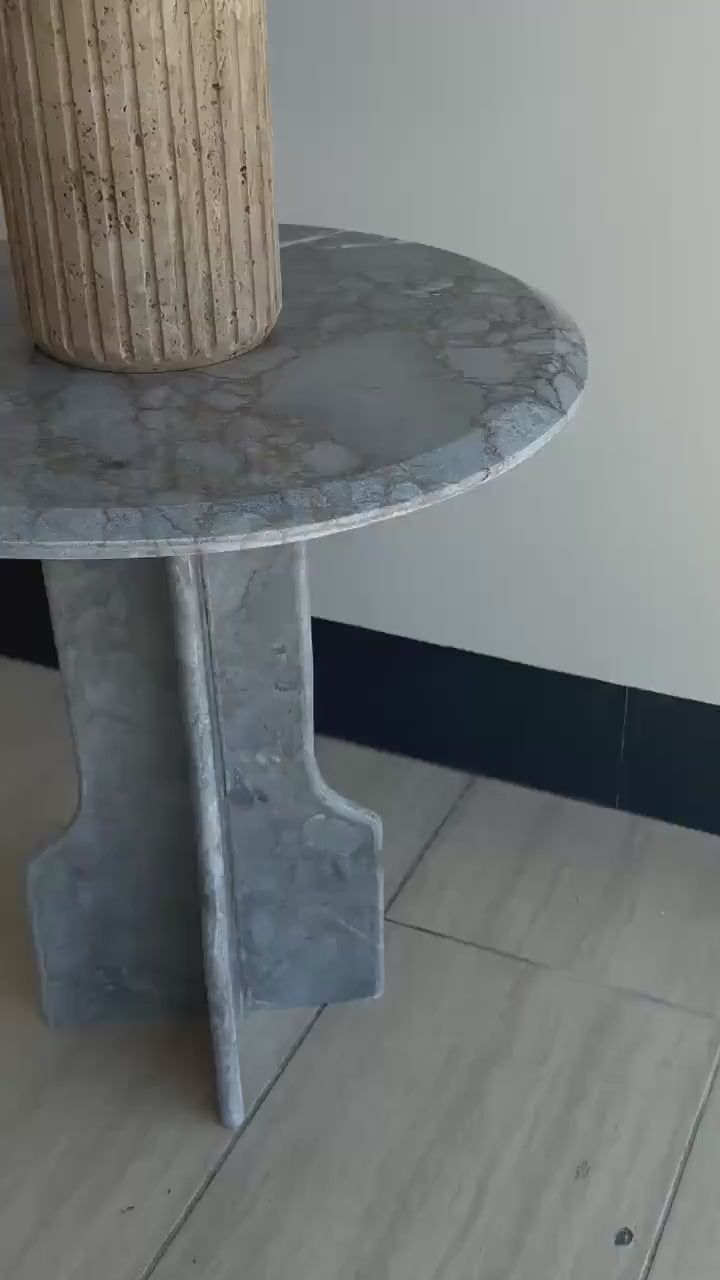 Handmade Round Marble Side Table: Modern Accent Decor