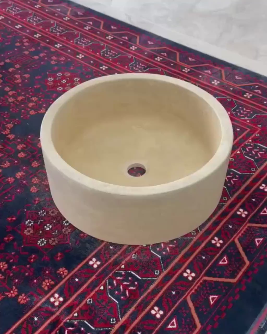 Handmade Travertine Round Marble Sink: Luxury Bathroom Vanity