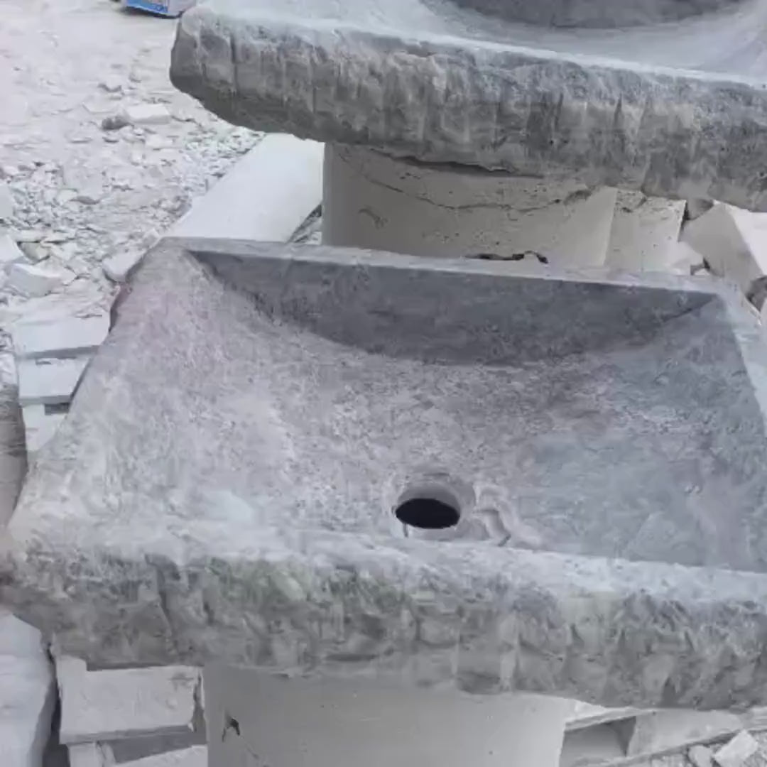 Handmade Grey Stone Sink Natural Stone Basin Custom Size Luxury Bathroom Vanity