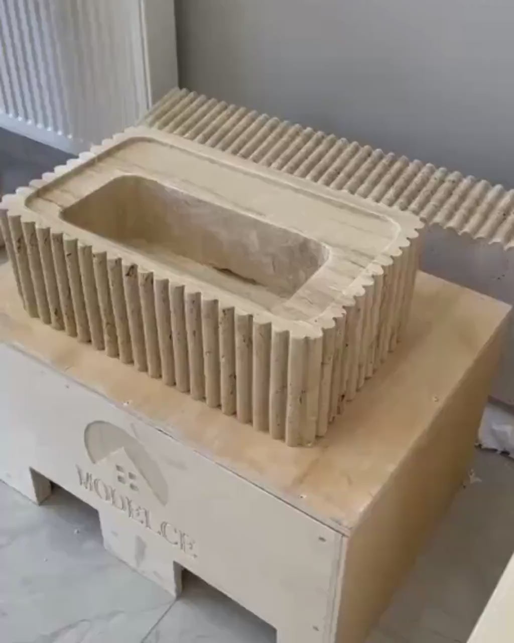 Travertine Marble Sink: Luxury Bathroom Vanity for Designer Hidden Drain Vanity