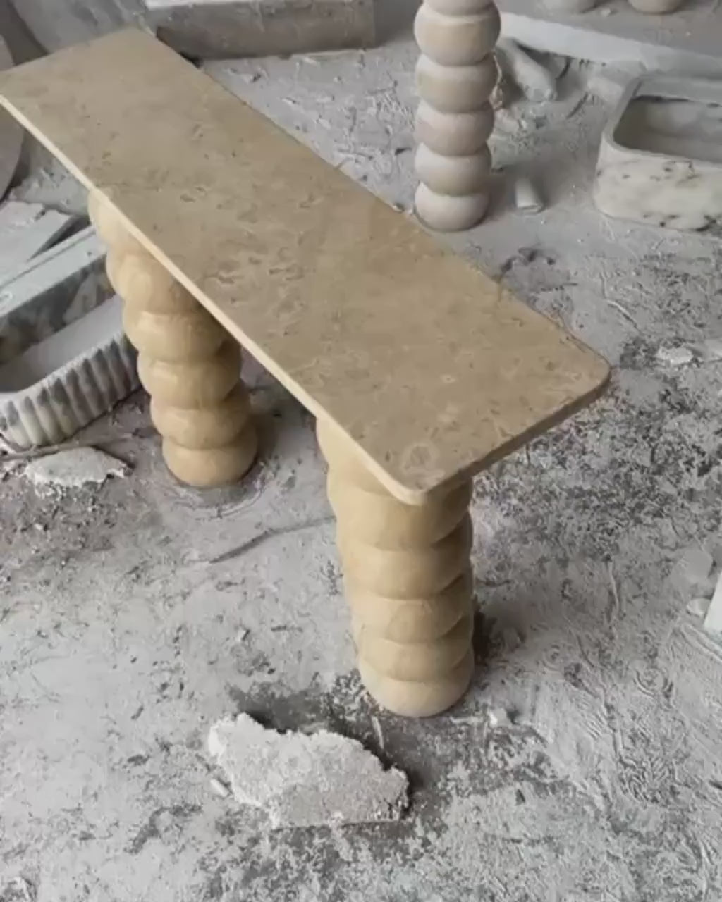 Travertine Marble Table Console Entryway Furniture Handmade Luxury Stone Hallway Table